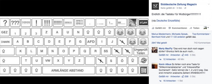 Spüren Sie, wie angesichts der infamen Beleidigung in diesem Facebook-Post das Blut in Ihren Adern hochkocht? Na dann ran an die Tastatur! (Quelle: Screenshot/https://www.facebook.com/szmagazin/)